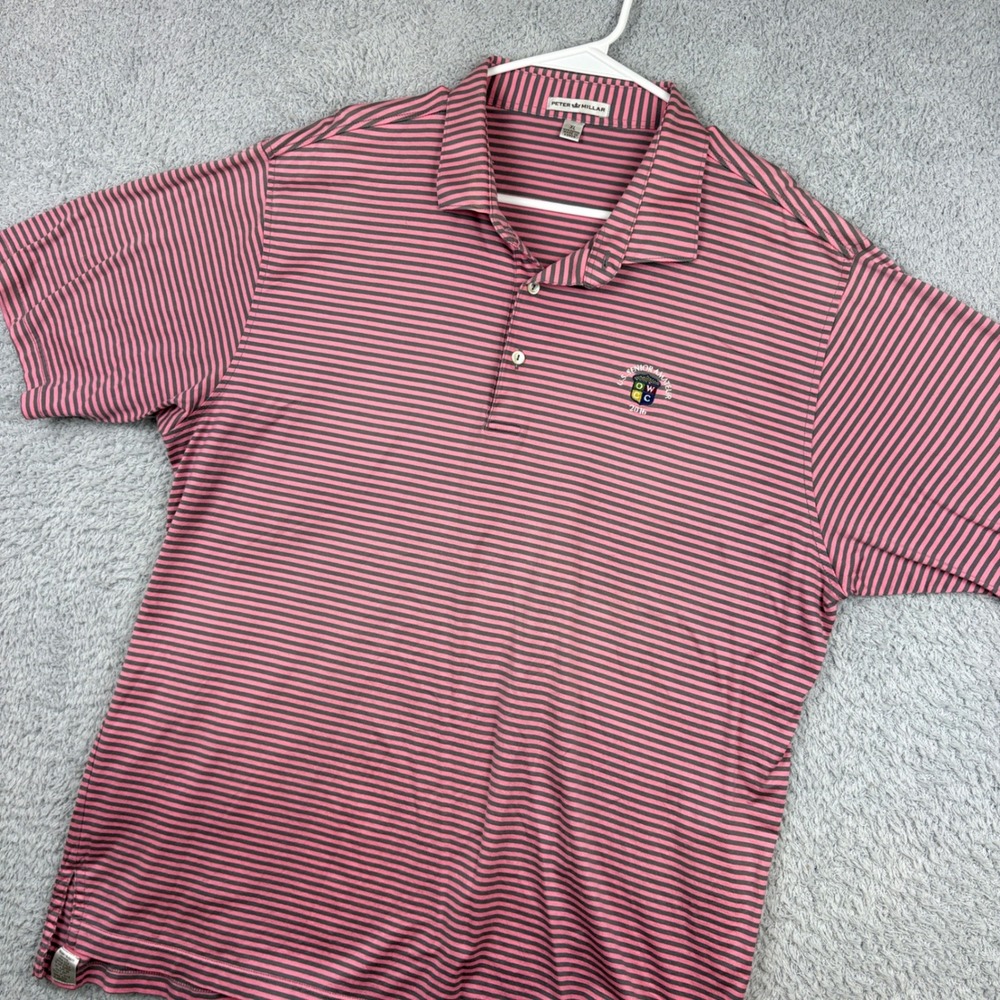 Peter Millar Polo Mens XL Pink Striped US Senior Amateur 2016 Golf OWCC Shirt